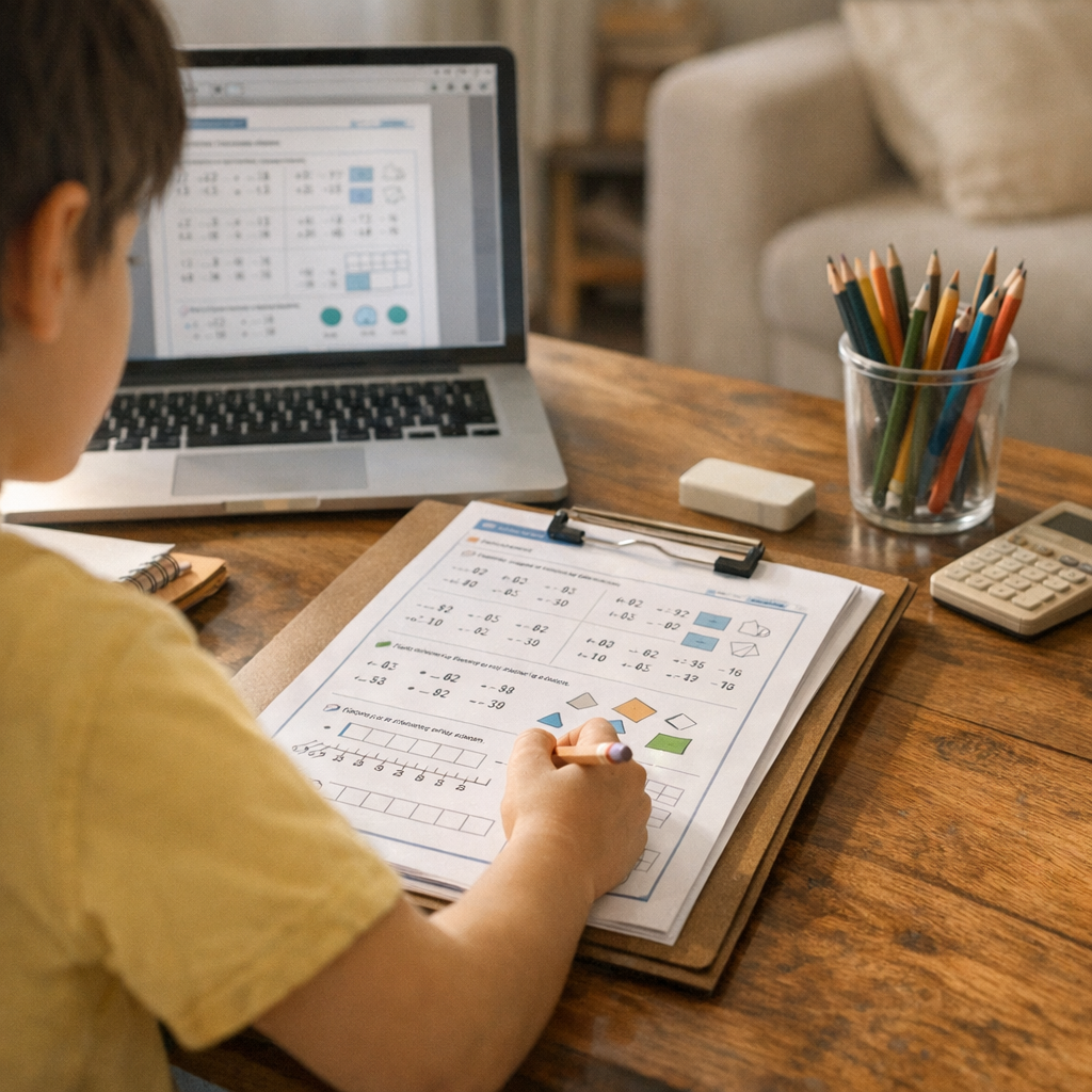 Cahier de maths CE2 en PDF : l’utiliser à la maison sans surcharger l’enfant