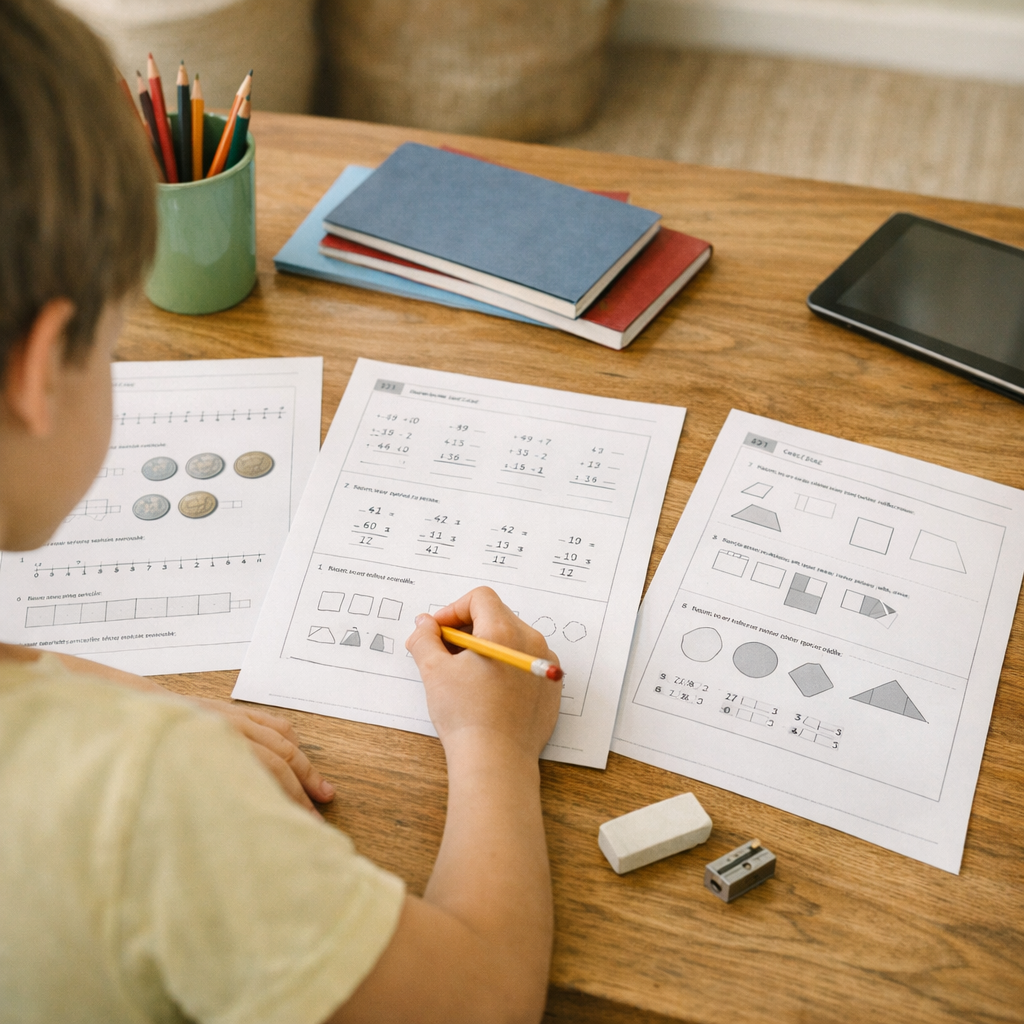 Cahier de maths CE2 : organiser les exercices à imprimer sans surcharger l’enfant